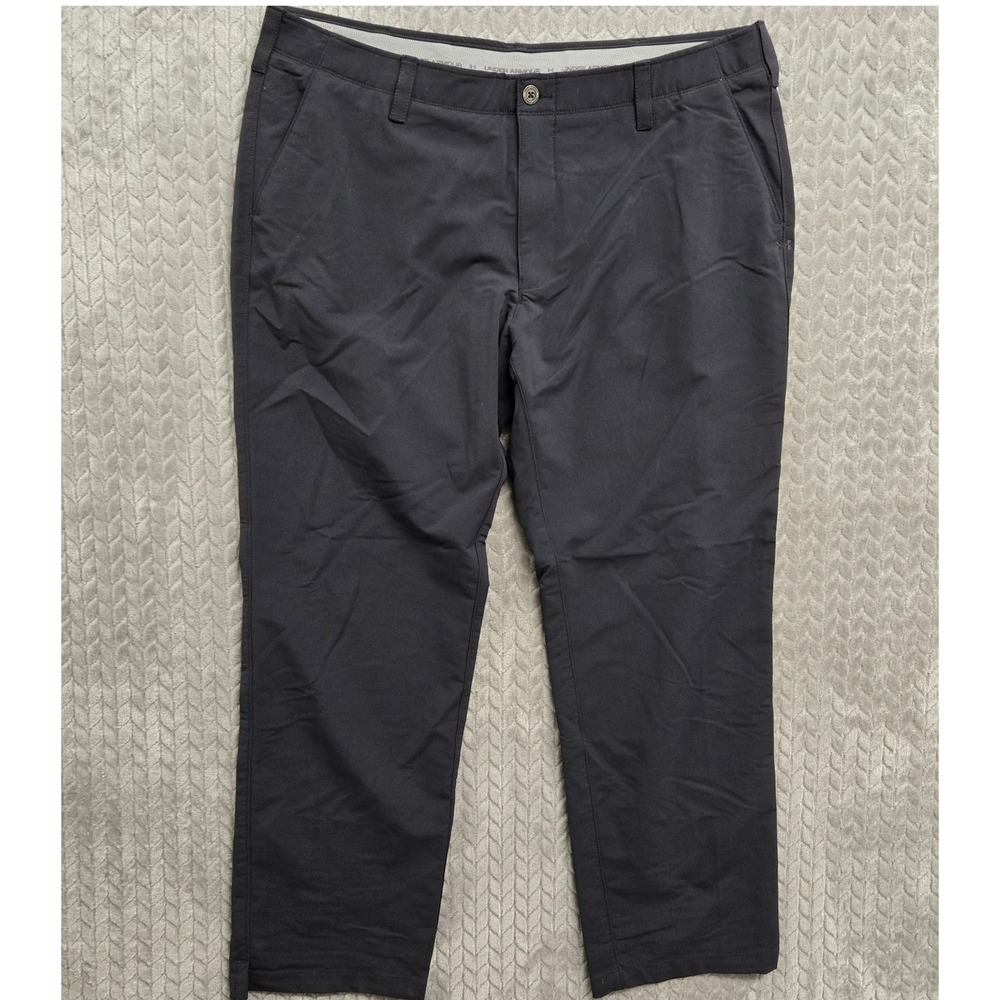 Under Armour Match Play Mens Golf Pants 42x32 Black Straight Leg Stretch 1248089